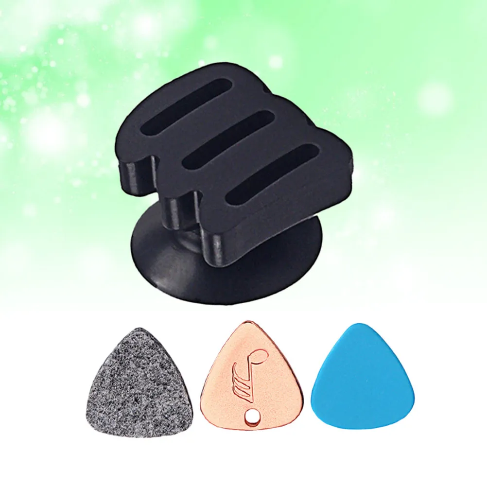 Plastic Guitar Pick Holder Stores 3 Picks Anti-Skid Plectrum Storage Box Convenient for Acoustic Electric