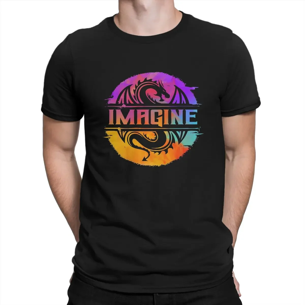 Imagine Colorful Watercolour Graphic Dragon Special TShirt Grammy Award for Best Rock Casual T Shirt Summer T-shirt For Adult