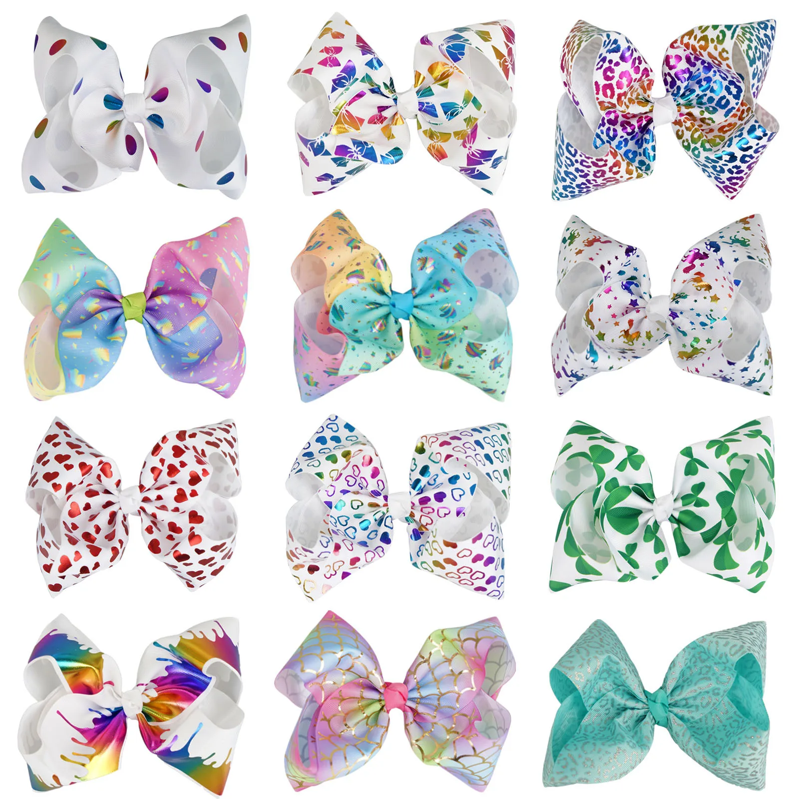 8 Inch Solid Large Hair Bow For Girls Kids Handmade Grosgrain Ribbon Bow With Clips Boutique Hairpins Hair Accessories