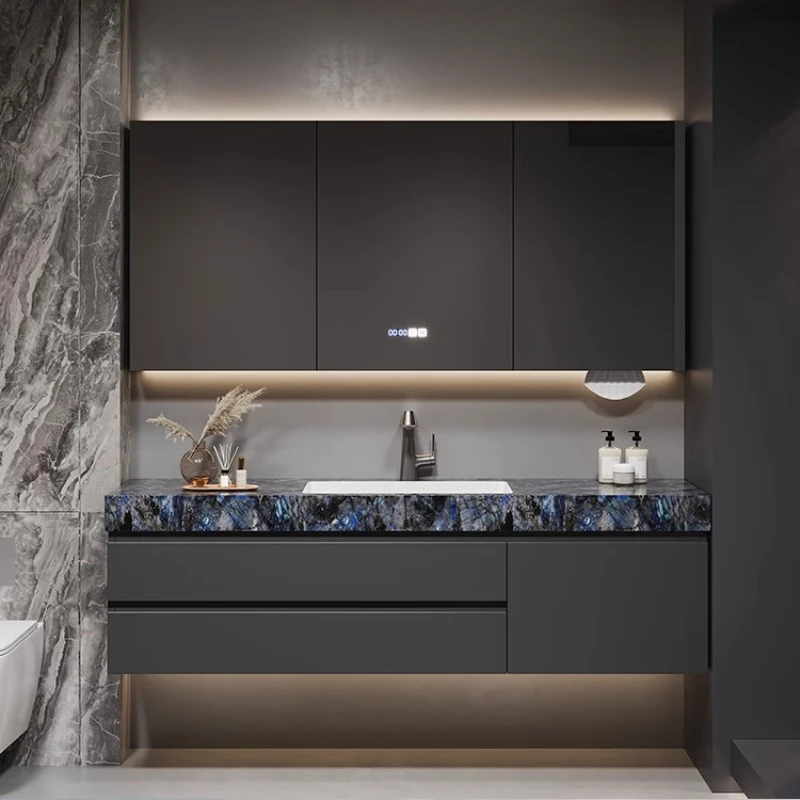 

Floating Mirror Bathroom Cabinet Light Shelf Wall Storage Bathroom Cabinet Modern Sink Meuble Salle De Bain Home Accessories