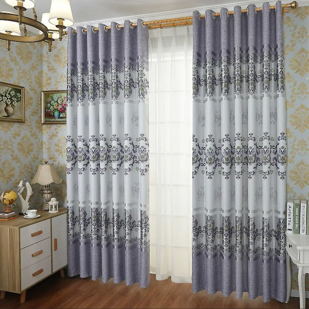 

1 Panel 140cm Width European Curtain for Living Room and Bedroom Floral Pattern Printed Curtain