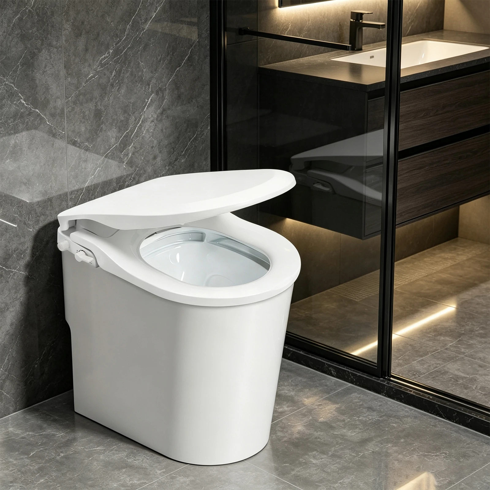 Non-electric Bidet Toilet Seat Dual Nozzle Bidet Attachment Eco-friendly Toilet Seat Manual Bidet for Home PP Material Bidet Seat Soft Close Cover Front Rear Wash Adjustable Water Pressure Built-in Filter For Bathroom WC