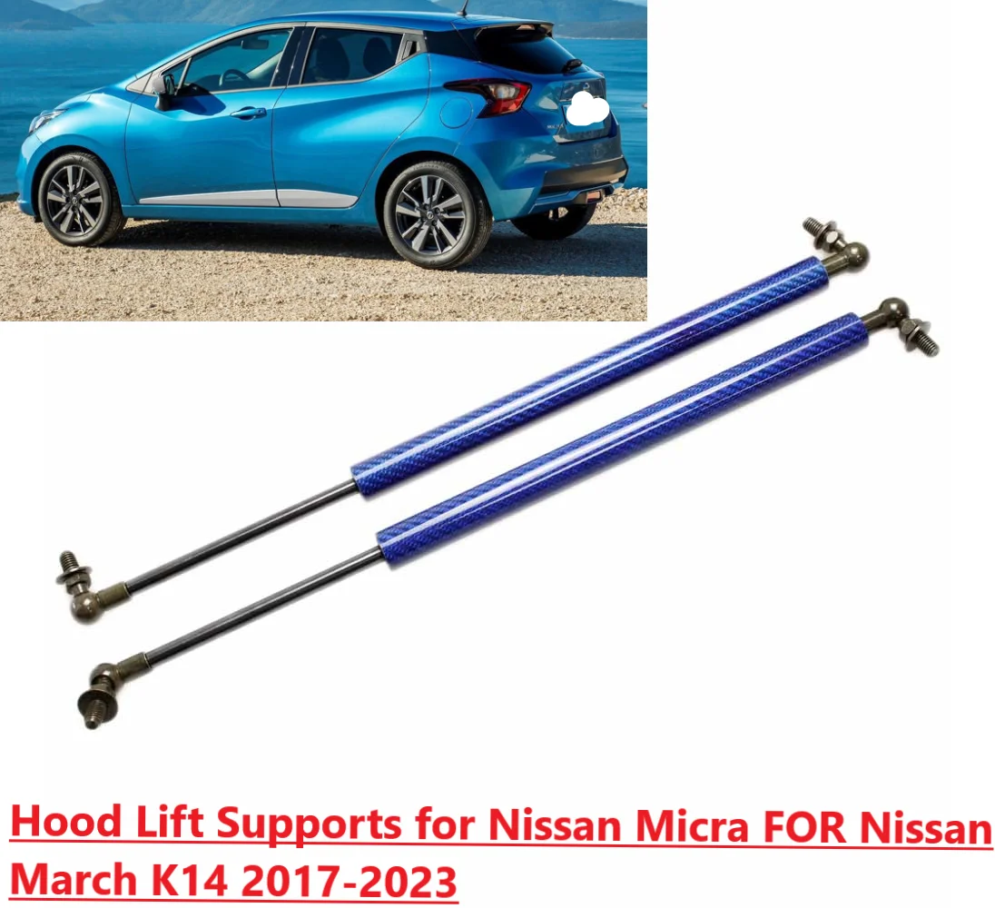 

2PCS Hood Lift Supports for Nissan Micra FOR Nissan March K14 2017-2023 Front Bonnet Modify carbon fiber Gas Struts Shock Damper