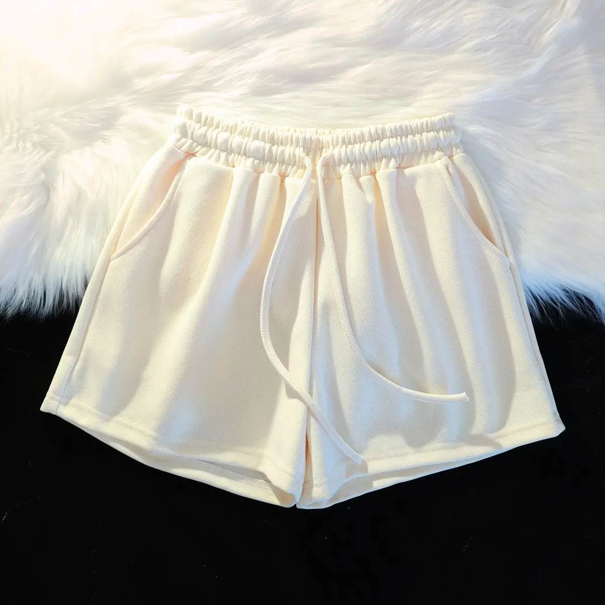 Kobiety Seksowne Letnie Słodkie Białe Nowe Modne Luźne Spodnie ze sznurkiem Klubowe Casualowe Casualowe Slim Party Kobiece Proste Podstawowe Szorty