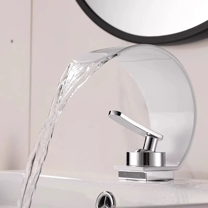 Toilet hot and cold two-in-one faucet household washbasin bathroom washing personalized creative C-type waterfall faucet