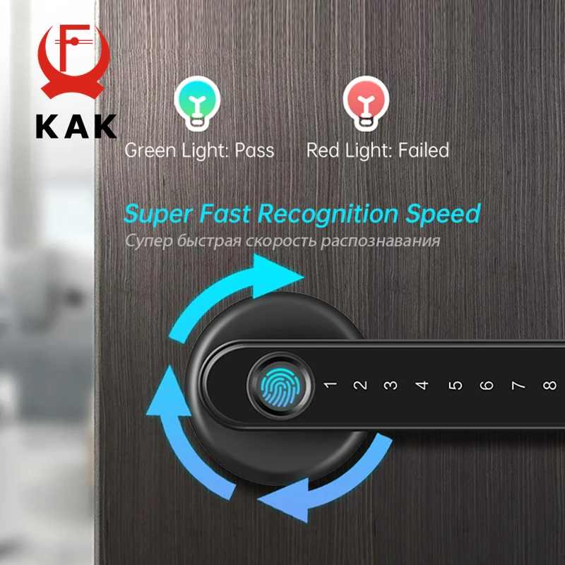 KAK قفل الباب الذكي بصمة دخول بدون مفتاح قفل الباب تويا الممغنطة مفاتيح البطاقة الممغنطة قفل الباب بكلمة مرور لغرفة النوم المنزل مكتب الفندق #2