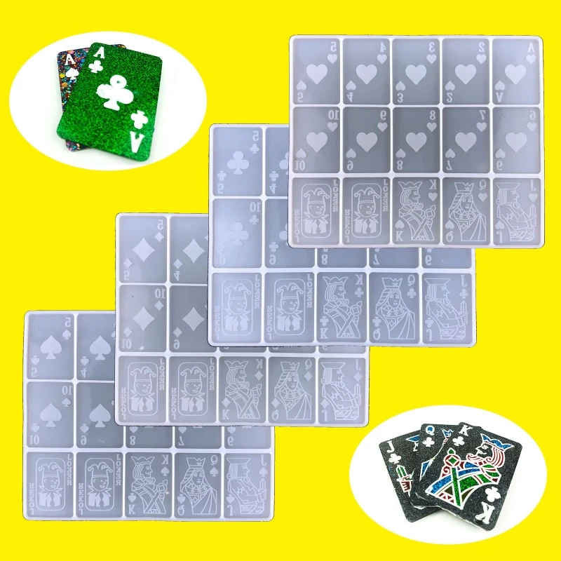 Molde epoxi para naipes, juego cartas DIY, llavero naipes, molde silicona