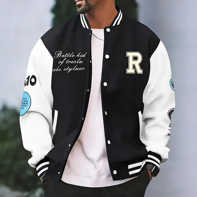

Мужская бейсбольная куртка-бомбер в стиле стритвир 2026: хип-хоп, винтаж, вышивка букв, пэчворк, хлопок, Y2K, университетский стиль, верхняя одежда