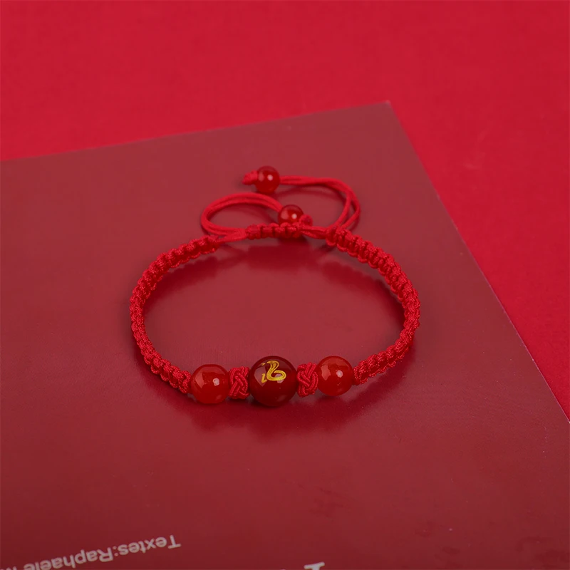 Pulsera de cuerda roja de la suerte del año de serpiente 2025, cadena de mano trenzada ajustable de serpiente del zodiaco, joyería de moda para mujer, regalo de Navidad y Año Nuevo