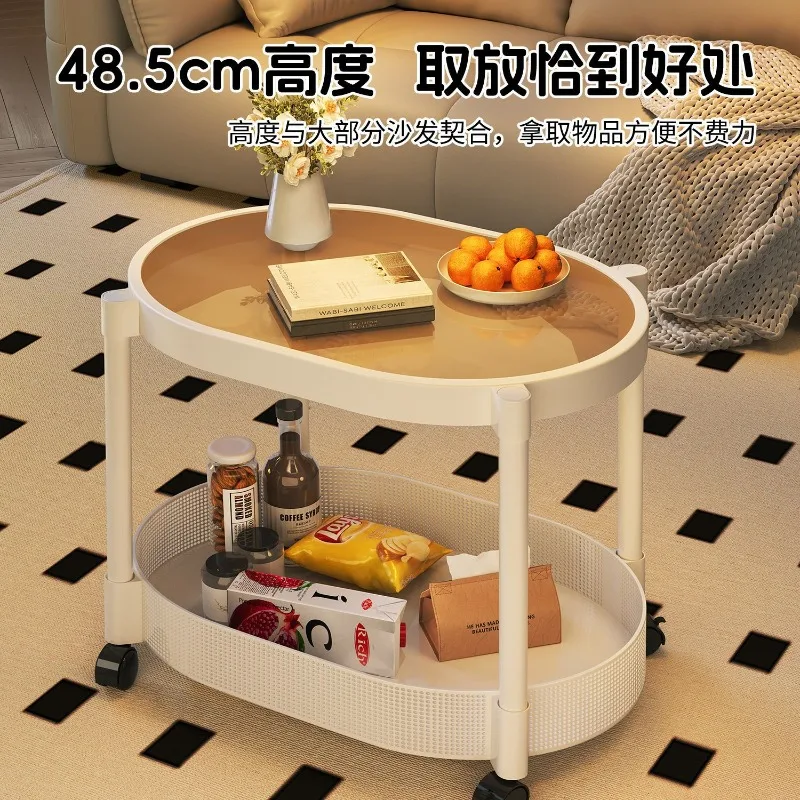 For double-layer mobile pulley living room small coffee table sofa modern creative simple storage multi-function