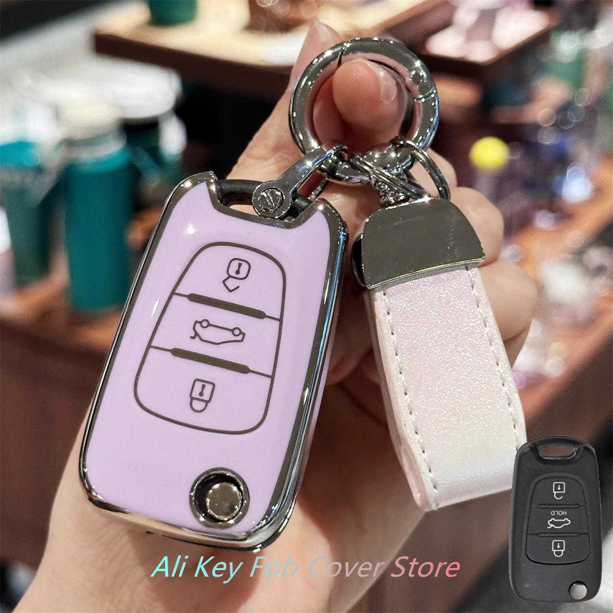 Key Fob Cover for Hyundai i10 i20 ix20 i30 ix35 for Kia Ceed Soul Sportage Venga Keychain Lanyard