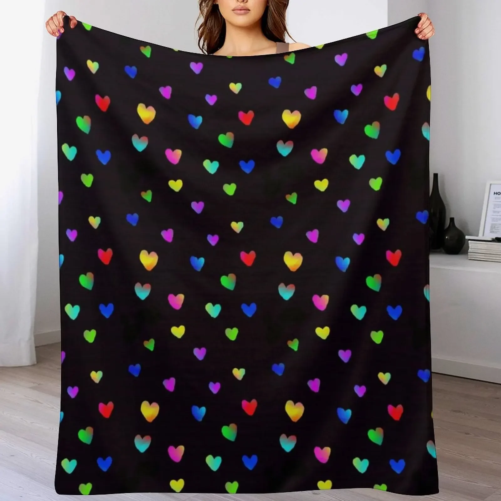 Colorful Heart Sketch Throw Blanket Softest Decorative Sofa Sofa For Decorative Sofa Blankets