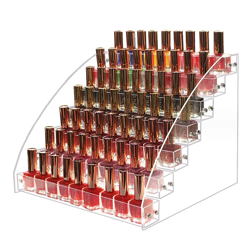 Organizador de exhibición de esmalte de uñas acrílico, soporte de exhibición de joyería, Cosméticos de manicura, caja de maquillaje de acrílico