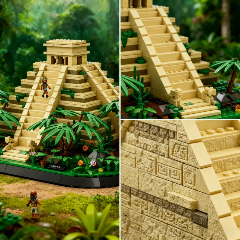 Mexico Kukulkan Mayan Pyramid 1346PCS Building Blocks Famous Architecture Assembled Model Puzzle Toys For Gifts