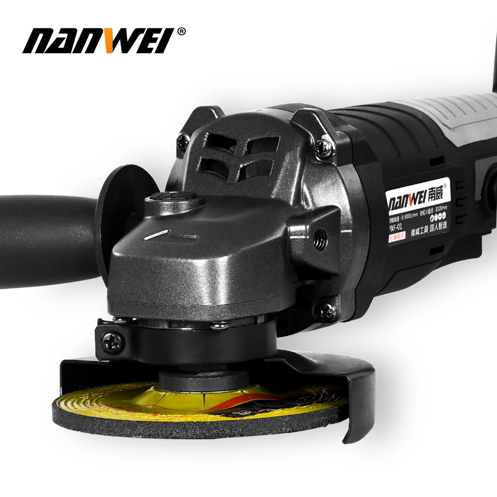 Nanwei professional 120/125mm angle grinder power tool brushless motor adjustable speed cordless angle grinder metal polishing