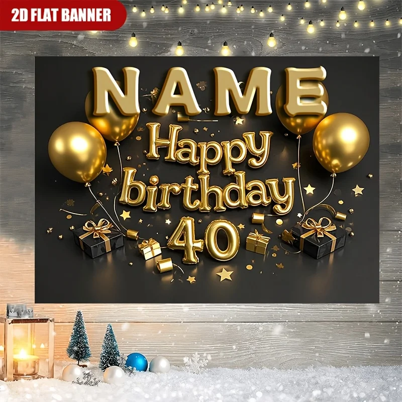 Party Banner Gold - 1 stuk op maat gemaakte 40e