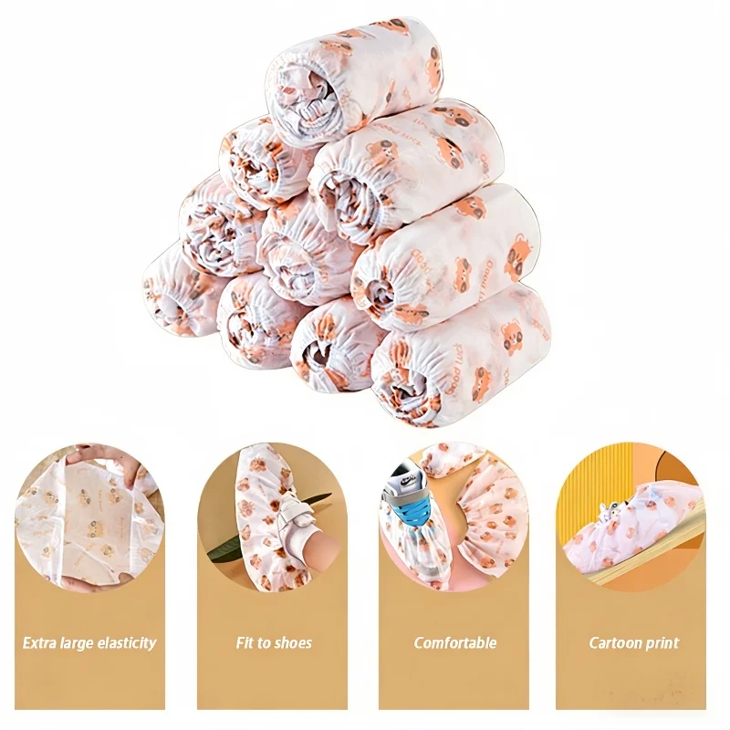 50 Pcs Cute Bear Pattern Shoe Covers - Disposable Non-Slip for Indoor Floors, Party & Holiday Guests - Keep Home Clean​