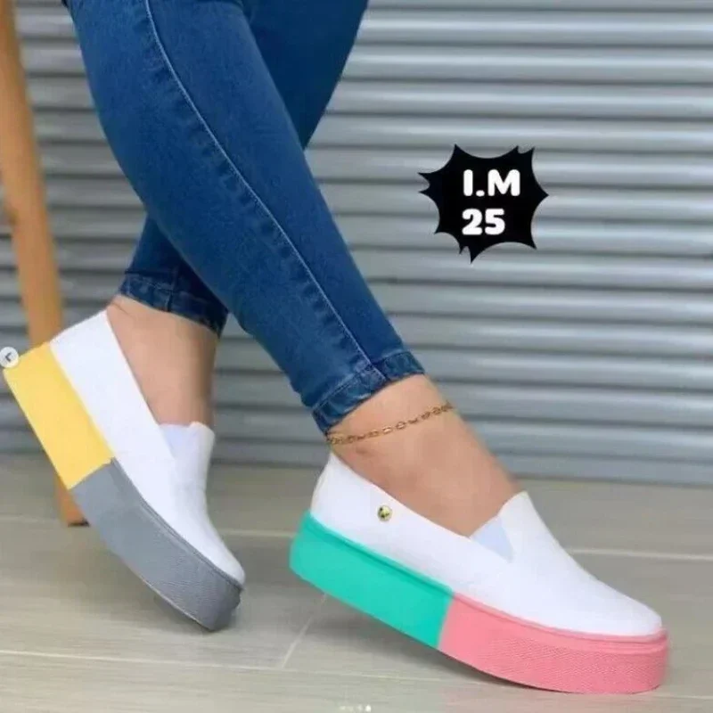 Colored Women's Casual Flat Shoes New European American  Fashion Comfortable Soft Sole Casual Sports Shoes Durable Travel