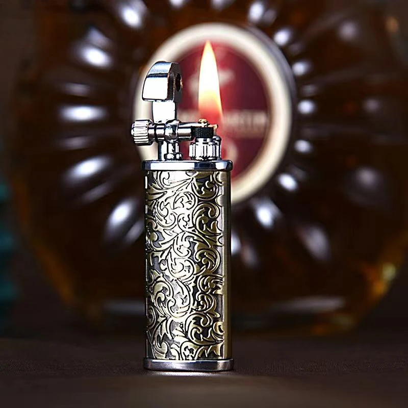 Creative Vintage Flint Kerosene Lighter Retro Metal Grinding Wheel Gasoline Cigarette Lighter Trenches Interesting Gadgets