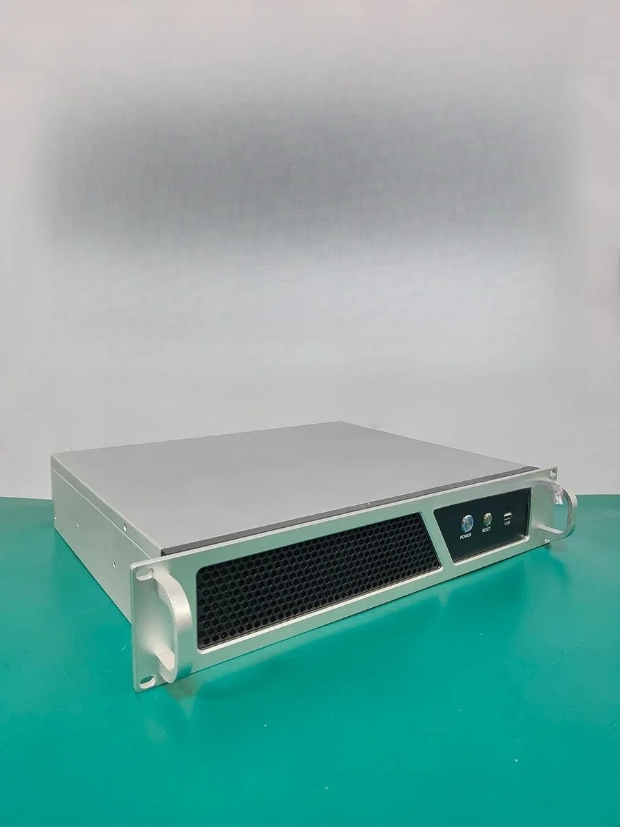 2U Industrial Control Chassis, 350 Short Aluminum Panel PC High Power Matx Motherboard Silver Recording Computer Server Chassis