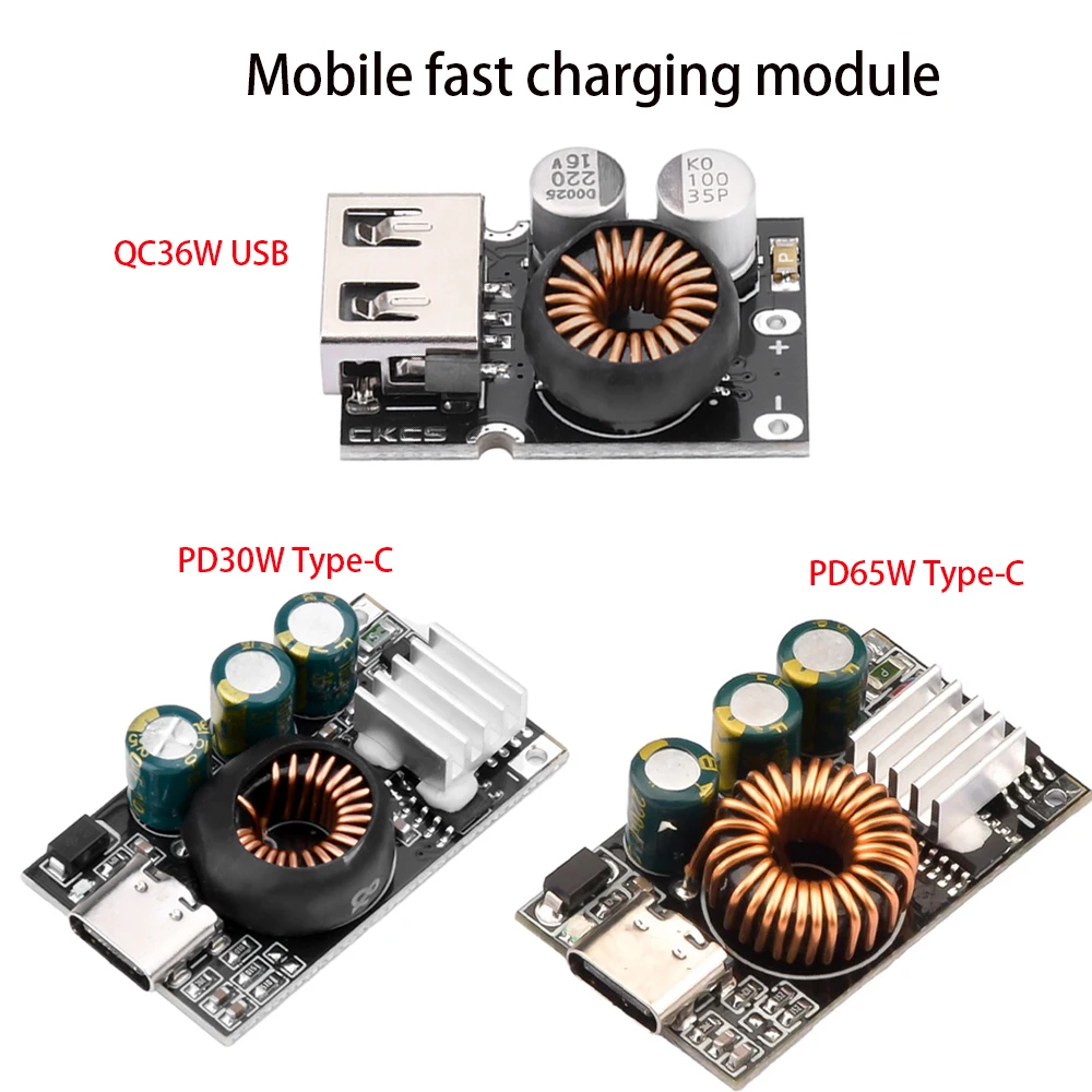 PD65W 30W QC36W Fast Charging Module DC 10-30V Buck Converter Type-C USB DIY Car Charger Board Supports PD3.0 QC3.0 PPS FCP AFC