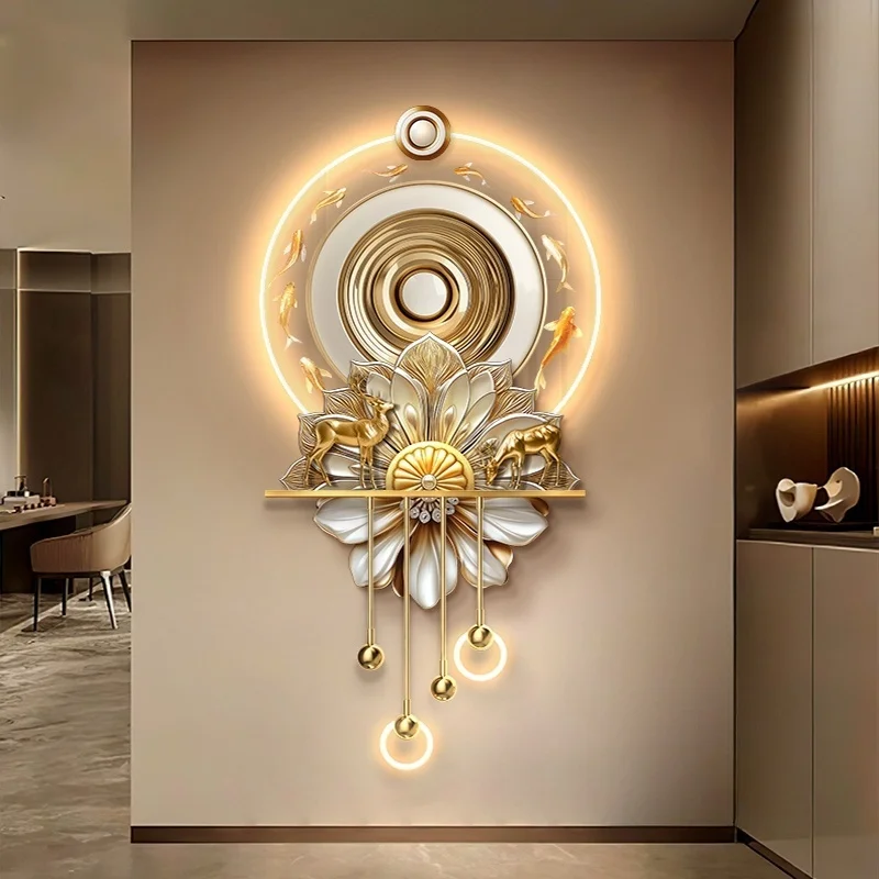 Lichte luxe moderne ingang LED-licht 2025, nieuwe high-end woonkamerwandlamp, geavanceerd gevoel, negen vissen, fotoachtergrondmuur