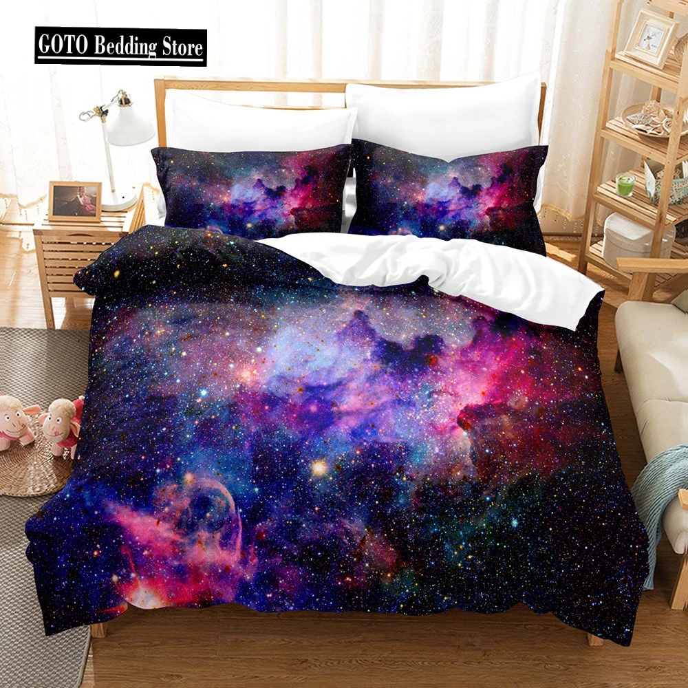 

3D Print Cosmic Galaxy Bedding Sets for Boys ,Astral Duvet Cover Set,Microfiber Comforter Cover,Outer Space Bed Set for Teen Kid