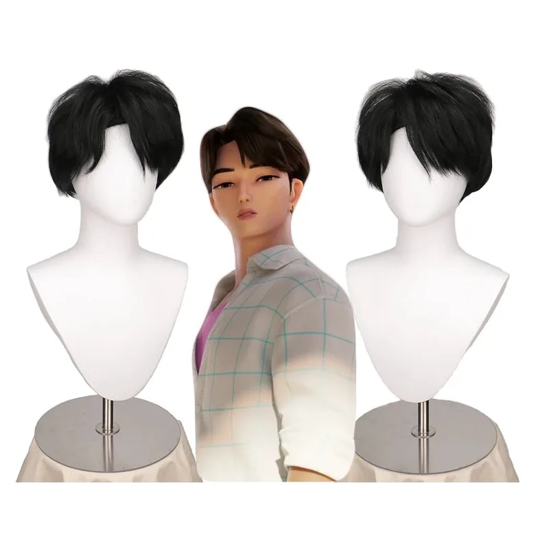 Saja boy Cosplay wig Qin Yu wig animation KPop demon hunter Qin Yu wig heat resistant synthetic hair Halloween costume vibe boy