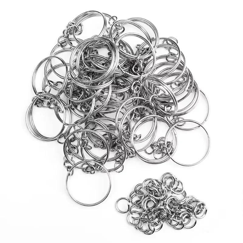 50/100PCS Metal Keychains with Split Rings Link Chain Key Ring Keyfob Key Pendants Holder Rings DIY Key Chains Keyring Accessory