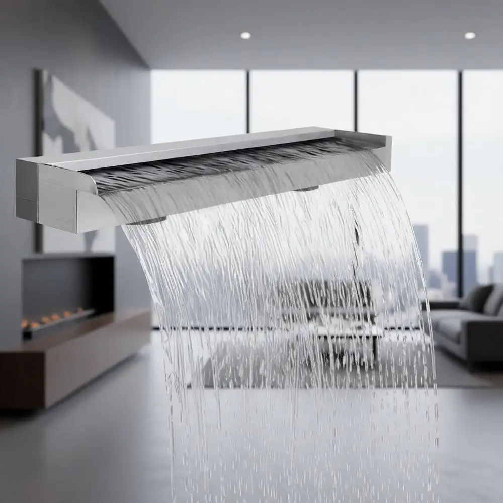 

Прямоугольный фонтан-водопад из нержавеющей стали, 35,4, прочный, устойчивый к хлору, успокаивающие звуки, простая сборка, насос не входит