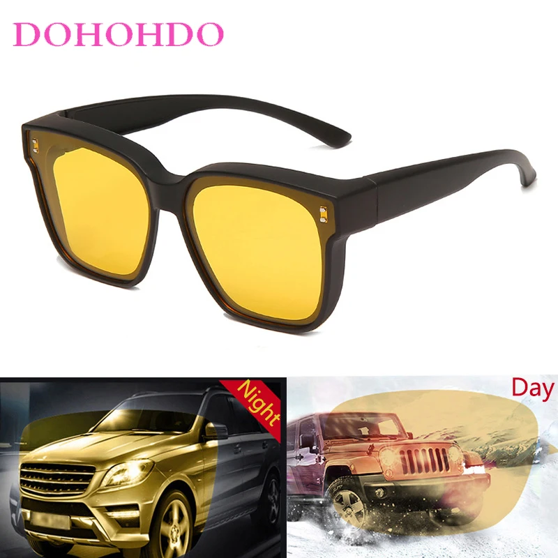 

Vintage Classic Square Night Vision Clip-On Sun Glasses Men Women Trendy Brand Outdoor Sports Polarized Anti-Glare Goggles UV400