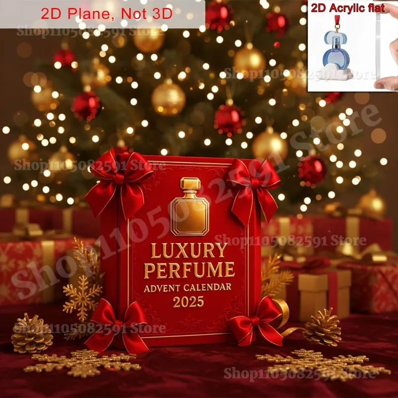 عطر فاخر تقويم القدوم 24 يوما العد التنازلي التقويم صندوق أعمى 2D الاكريليك قلادة هدايا عيد الميلاد باستثناء سائل العطور #2