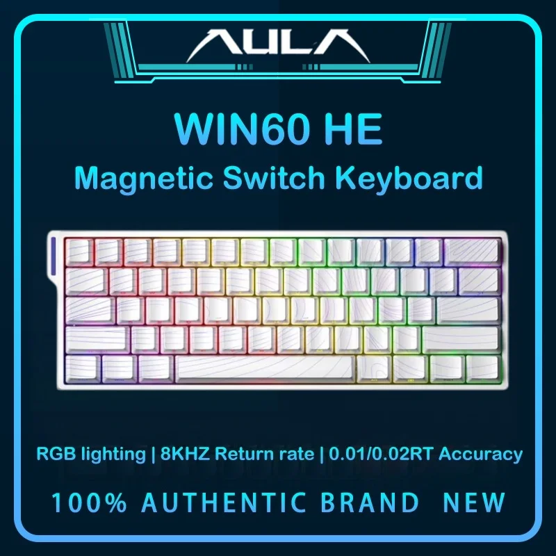 AULA WIN60 Wired Gaming Keyboard 60% Compact Layout Hot Swappable Magnetic Switch RGB Light Customizable Keystroke For PC Laptop
