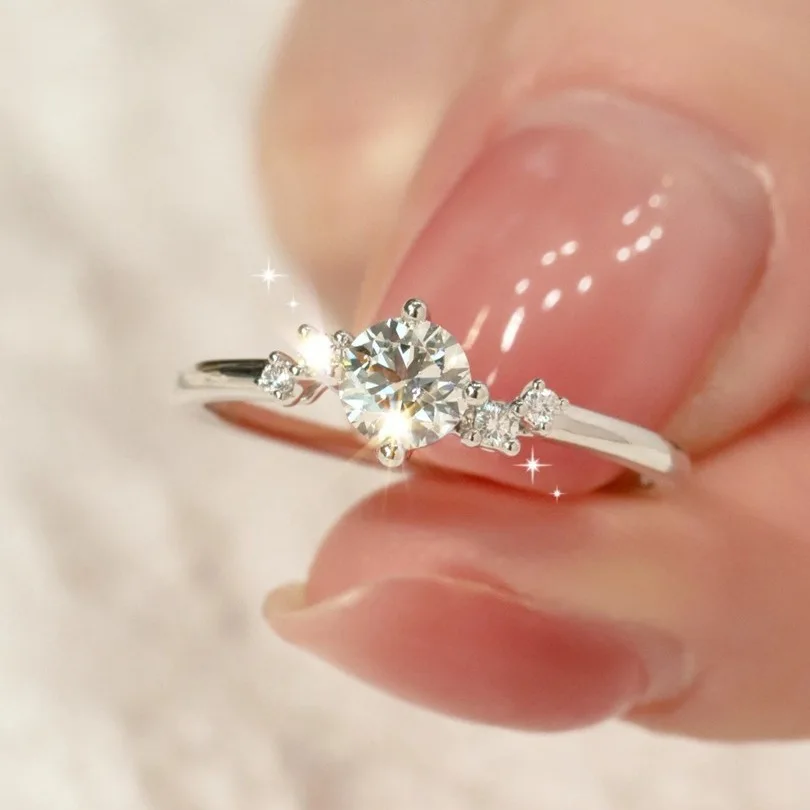 Mini Star River Adjustable Ring Women PT950 Platinum, 0.5 Carat Moissanite Eye-catching Jewelry With Brilliant Facets