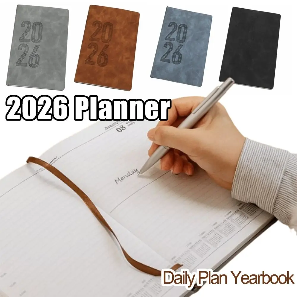 

2026 365 Days Efficiency Notebook English Version Texture PU a5 Agenda Planning Notepad Yearly Schedule Soft Office Work Planner