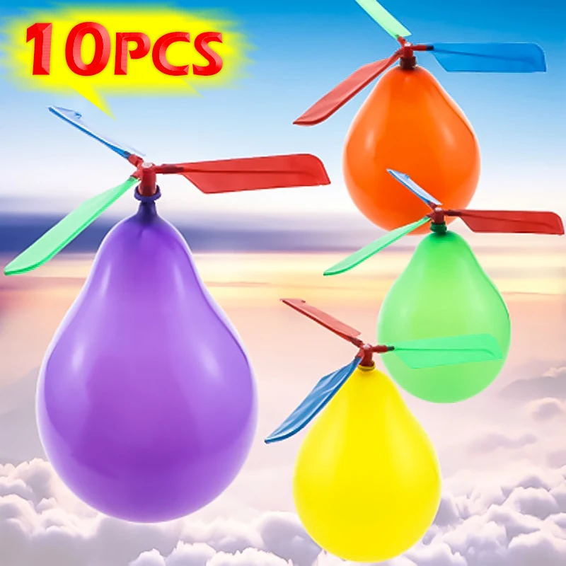 

10PCS Creative Balloon Helicopter Toys Children Outdoor Sports Toy Portable Electric Balloon Plane Interactive Party Toy Gifts