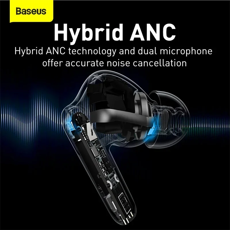 Imagem -03 - Verdadeiros Fones de Ouvido sem Fio Bluetooth 5.0 Earphones Anc Tws Earbuds Cancelamento de Ruído Ativo Hifi Audio Headconjunto Fone Pro Baseus-s2