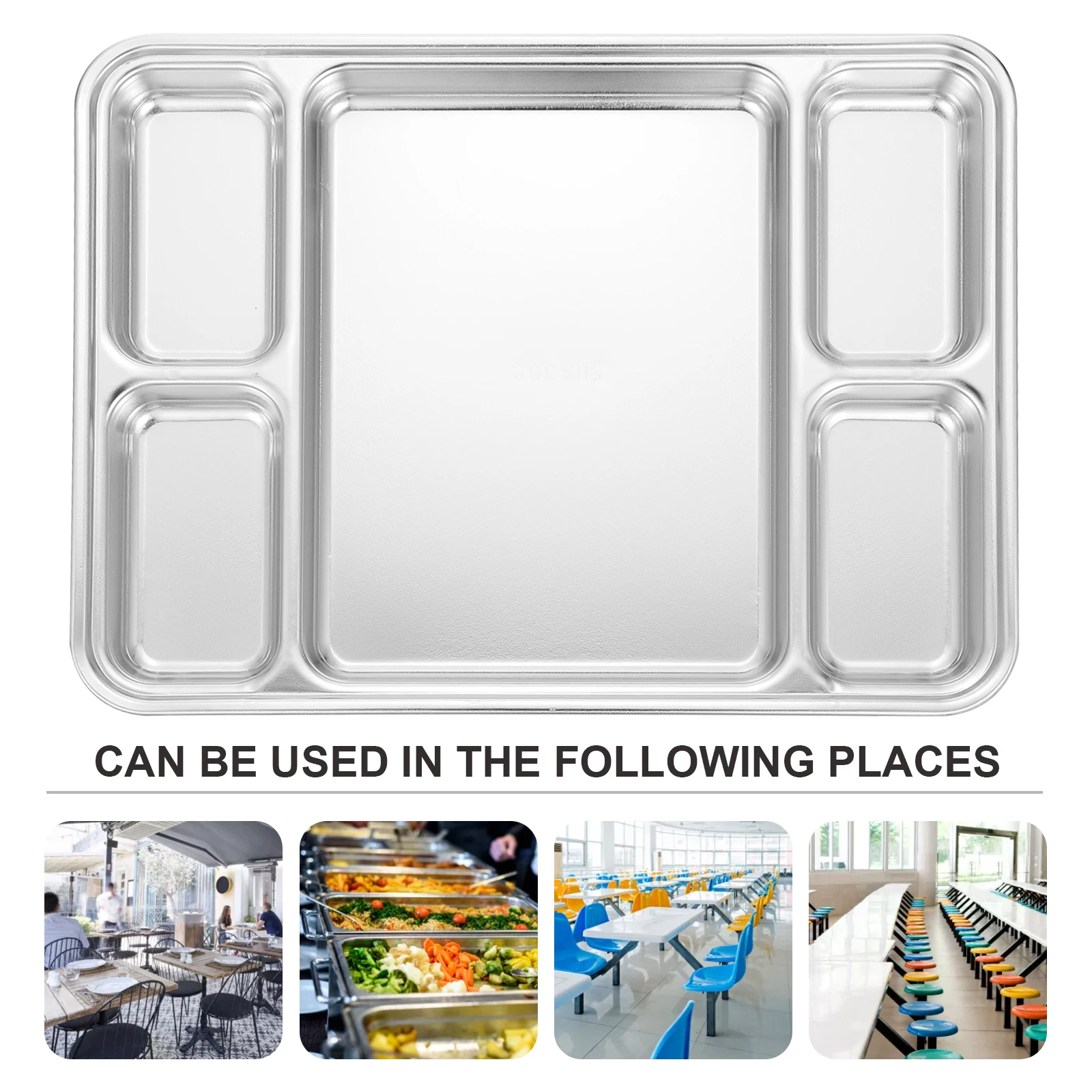 

1pc Stainless Steel Divided Plates Grid Tray for Toddler Small Snack Candy Dinner Food Serving Portion Control Stackable Storage