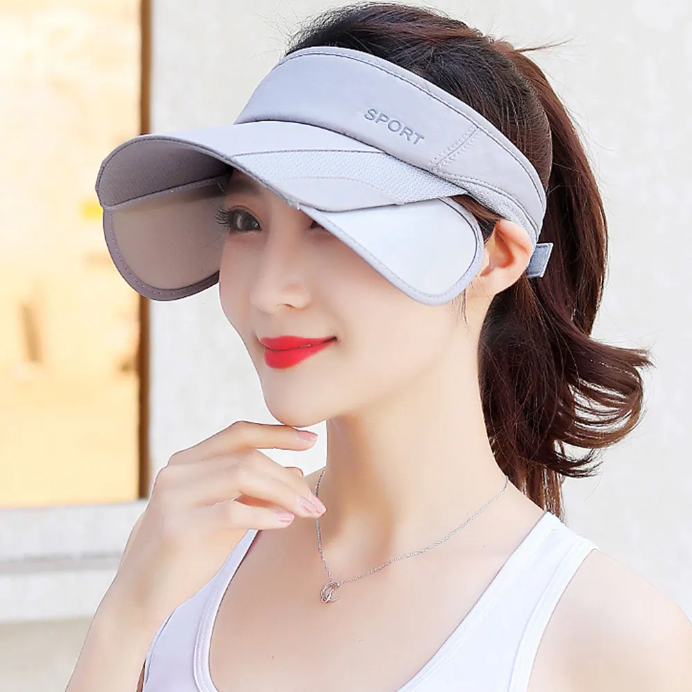 

Summer Outdoor Sports Sun Hats Ultra Wide Brim Empty Top Visor Caps For Women Men UV Protection Sunshade Hat Adjustable Sun Hat
