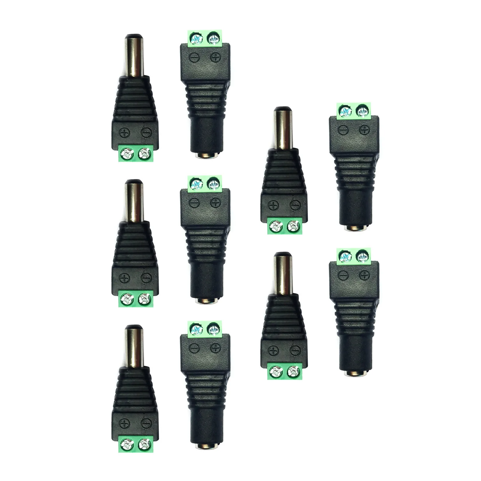 5 Pairs 5.5mm x 2.1mm Male & Female 12V 24V DC Barrel Power Connector Plugs Adapter For LED Strip For CCTV