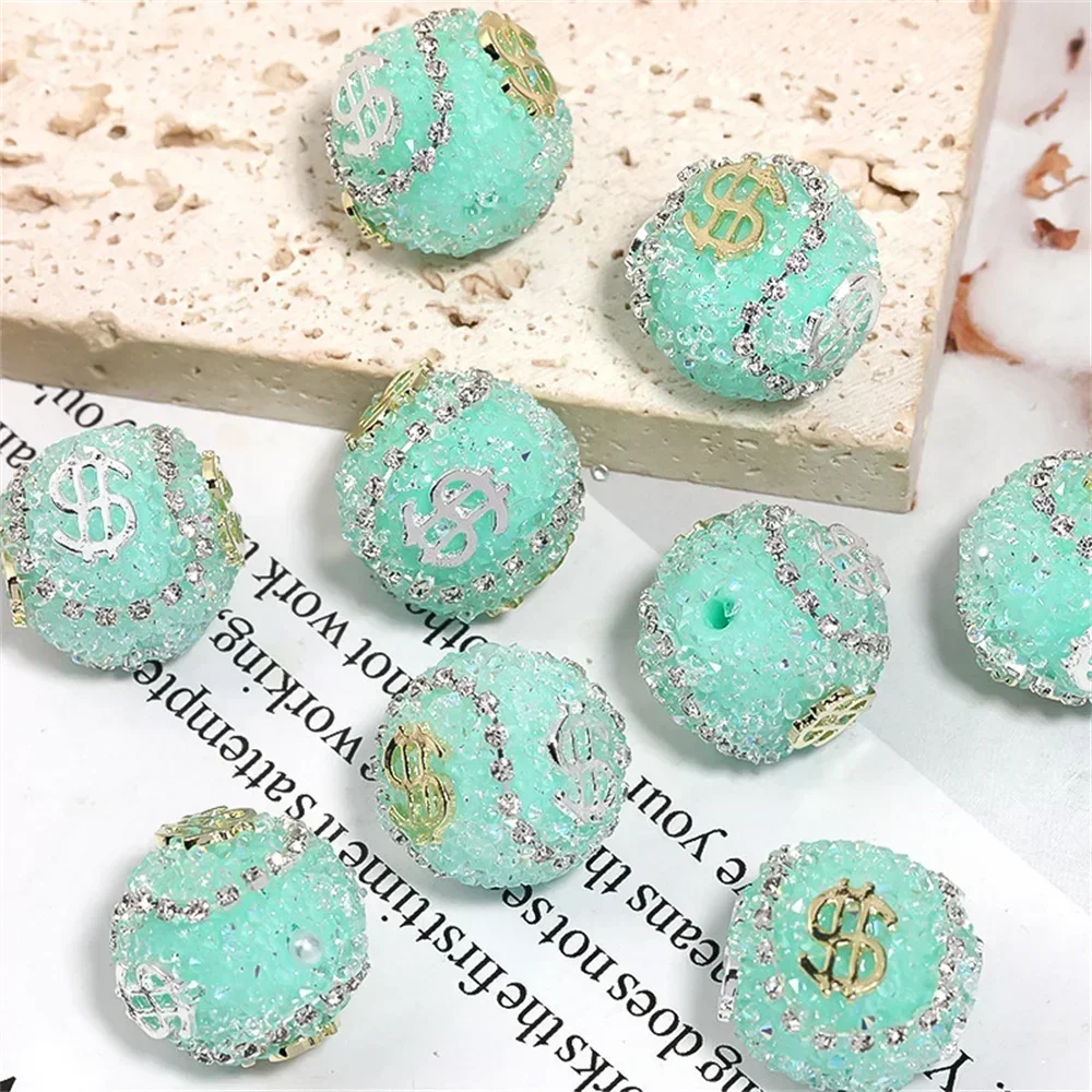 Cool USD Symbol Sugar Bead Chain Shiny Ball Beads DIY Jewelry Accessories Clothing Bracelet Pen Necklace beads Material Girls