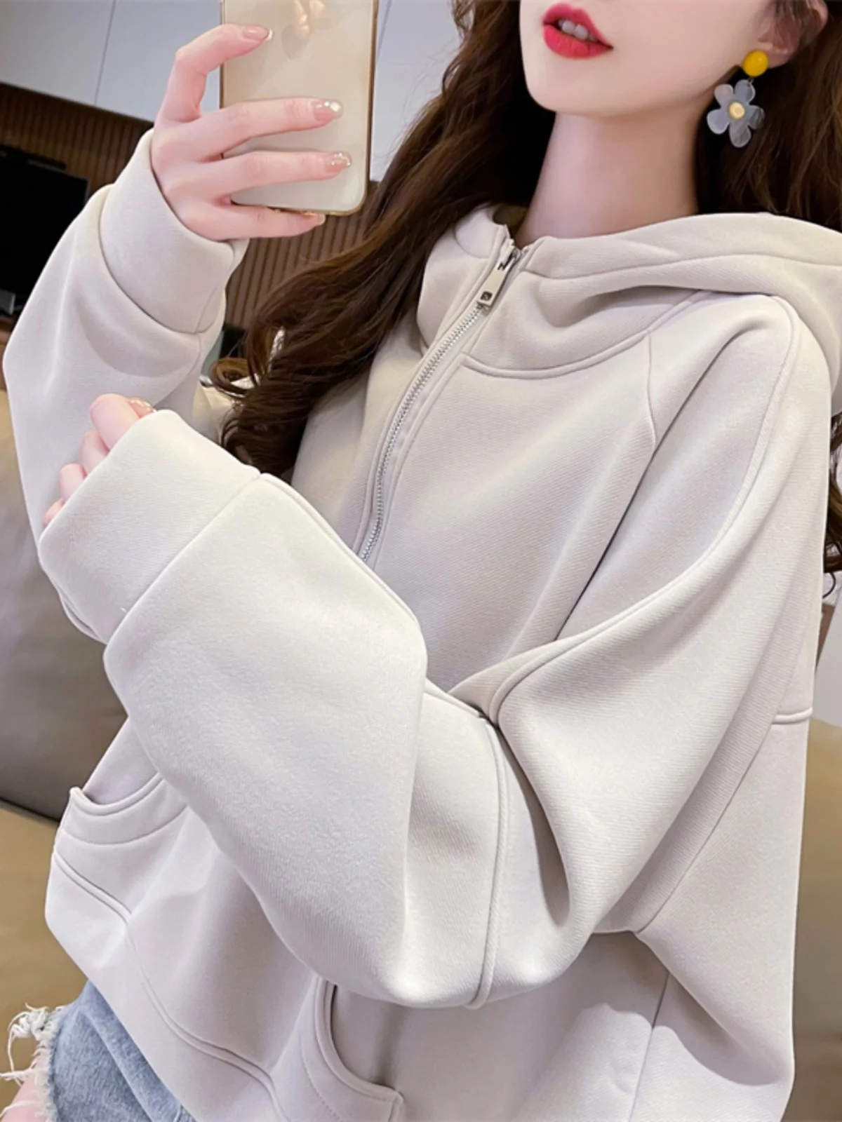 Hooded Graphic Hoodies 2000S Clothes Woman Grunge Pink Japanese Girl Korea Top Womens Tops Oversize 2000'S Scene Pull Cute