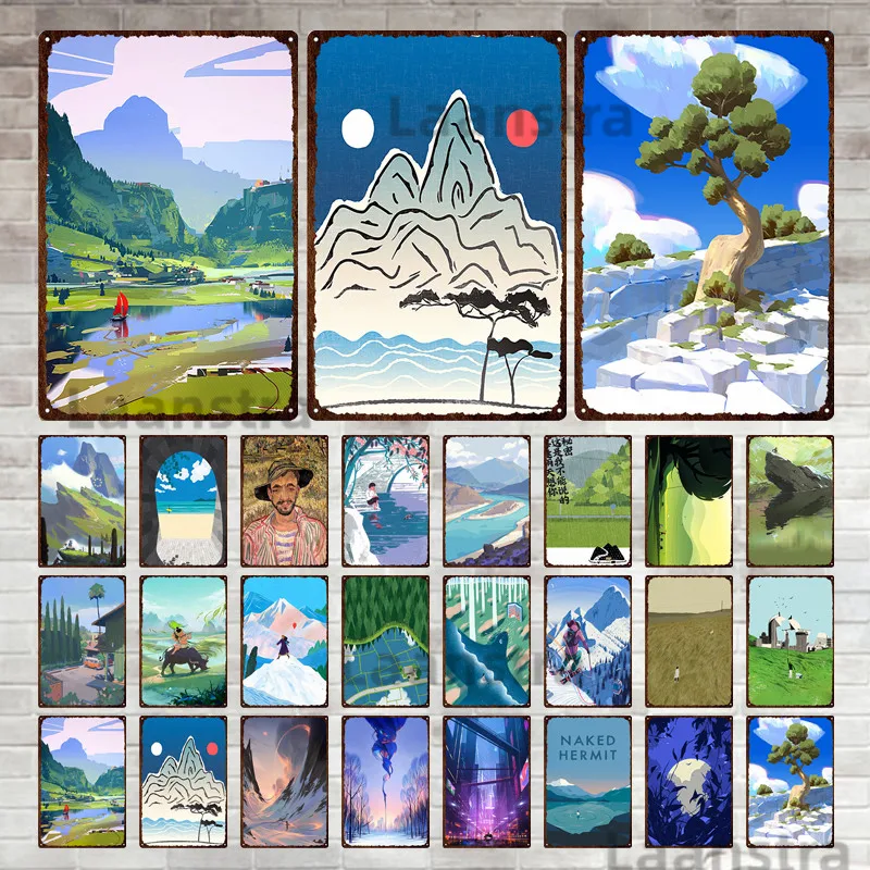 

Valley Lake Scenery Metal Sign Room Decoration Bar Wall Poster Tin Sign Retro Rusty Drink Iron Beer Hotel Decoration