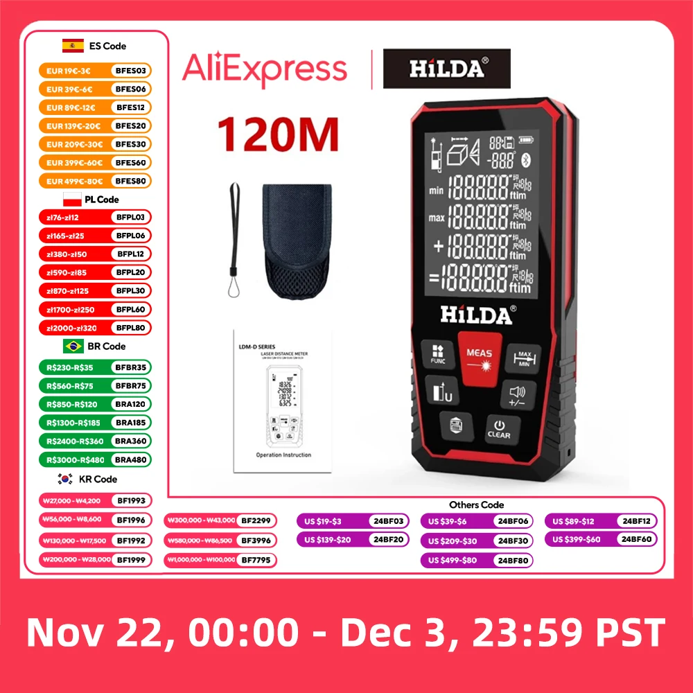 Laser Distance 100M/120M Rangefinder profesional meter laser range finder Ruler Test Tool