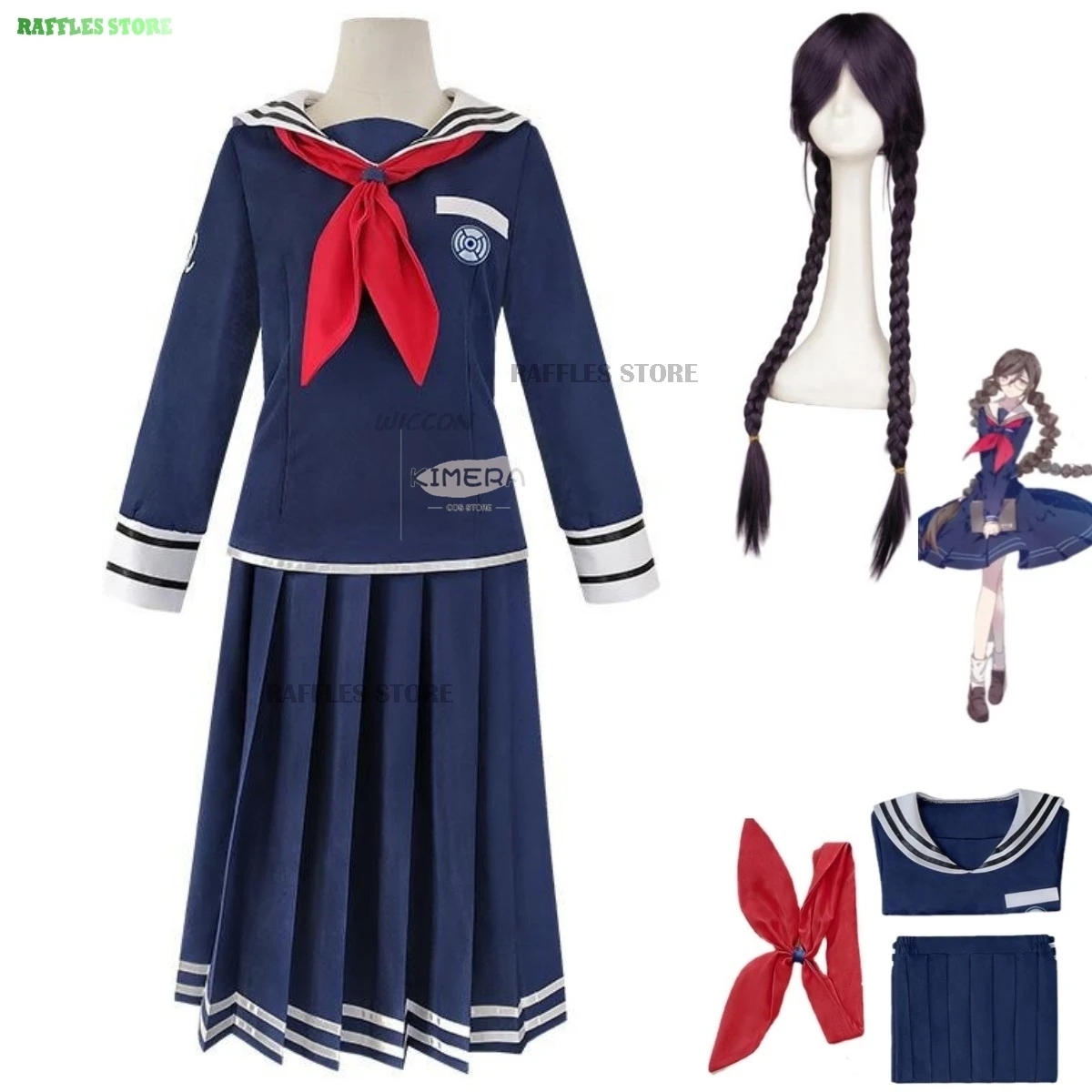 

Anime Game Danganronpa: Trigger Happy Havoc Toko Fukawa Cosplay Costume Genocider Syo Wig JK School Uniform Woman Sexy Party Set