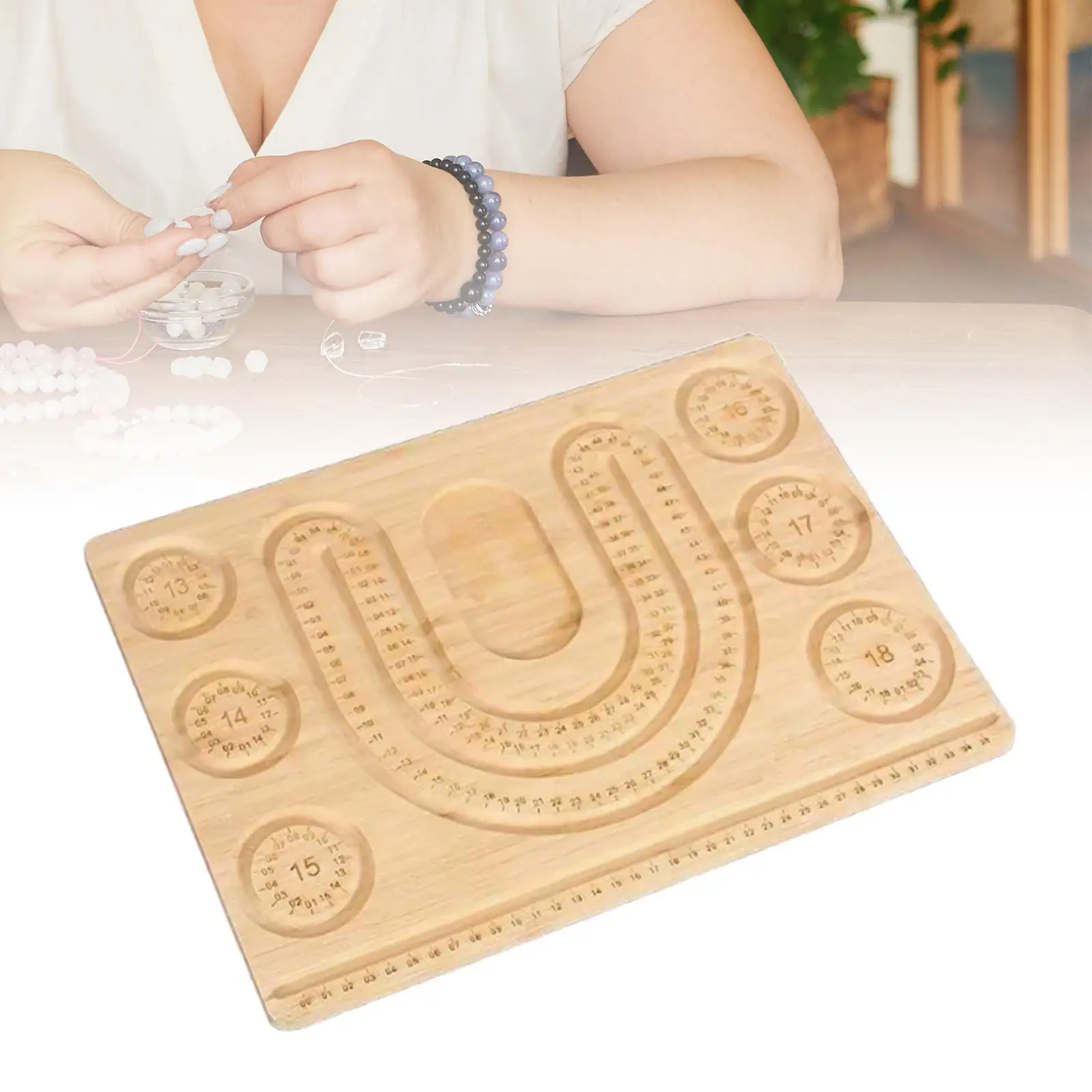 

Wooden Beading Board Reusable Bead Design Tray for Bead Projects Beading Tools DIY Craft DIY Hobbies Necklaces Bracelets Making