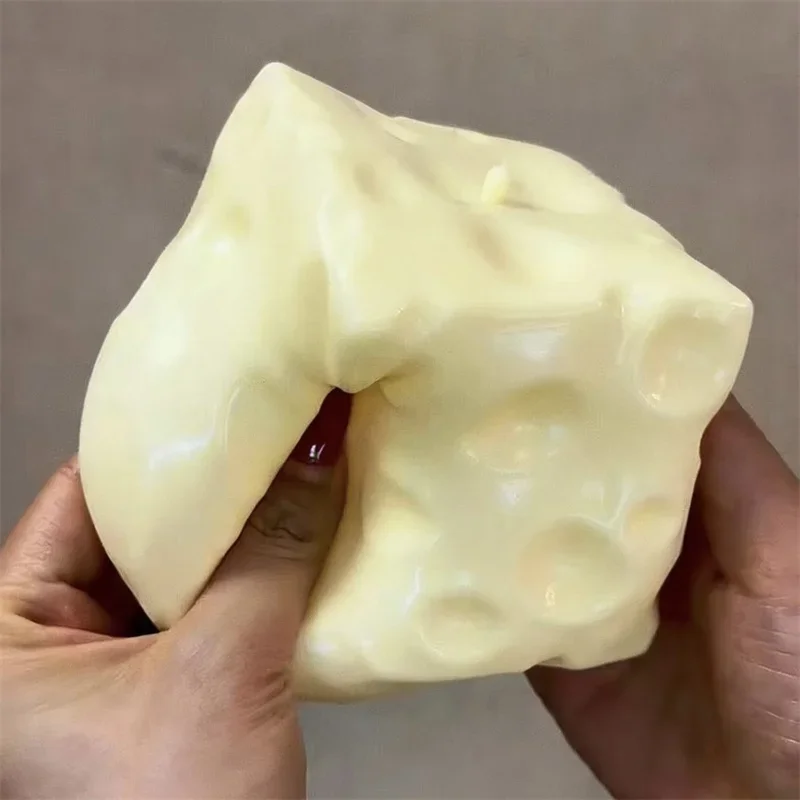 Pelota Antiestrés Gigante en Forma de Queso, Pelota Moldeable para Apretar, Juguete Sensorial ASMR, Regalo Antiestrés