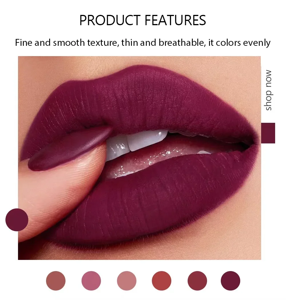 Lipstick Makeup Matte Waterproof Long Lasting Lip Stick Sexy Red Pink Velvet Nude Lipsticks Women 6 Colors Lips Cosmetics Batom