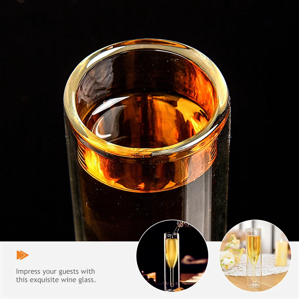 

2Pcs Double Wall Wine Goblet Premium Borosilicate Glass Multipurpose Wine Cup Ideal for Party Beach Theme Birthday Gifts Bar