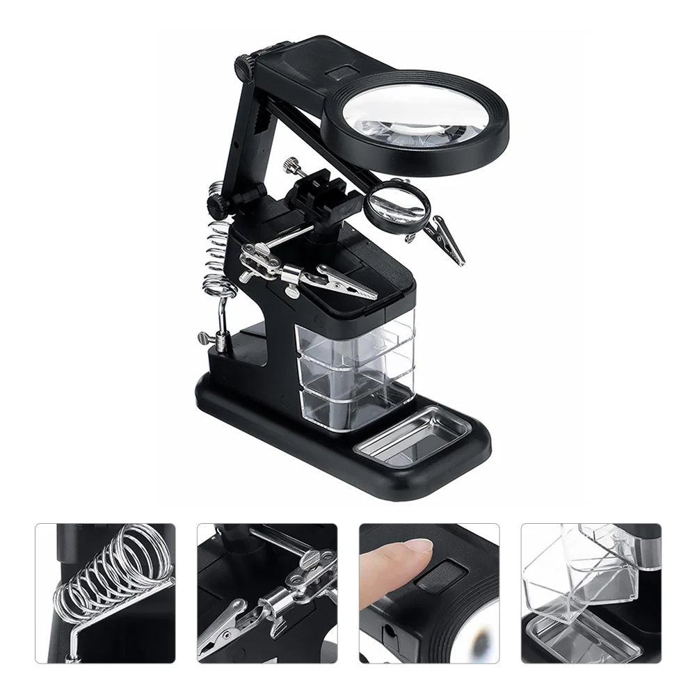 

10 LED Multifunctional Soldering Iron Kit Stand Tabletop Magnifier Station Stations Desk Magnifying Glass Acrylic Lens